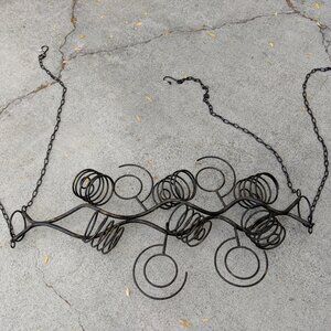 Hand-crafted Wrought Iron Hanging Wine & Wine Glass Rack